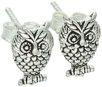 Kolczyki srebrne dziecięce i damskie DIA-KLC-13151-925 z motywem sowy, próba 925, wymiary 9x5 mm, waga 0,90 g, zapięcie na sztyft. Uroczy dodatek dla każdej wieku.1.jpg