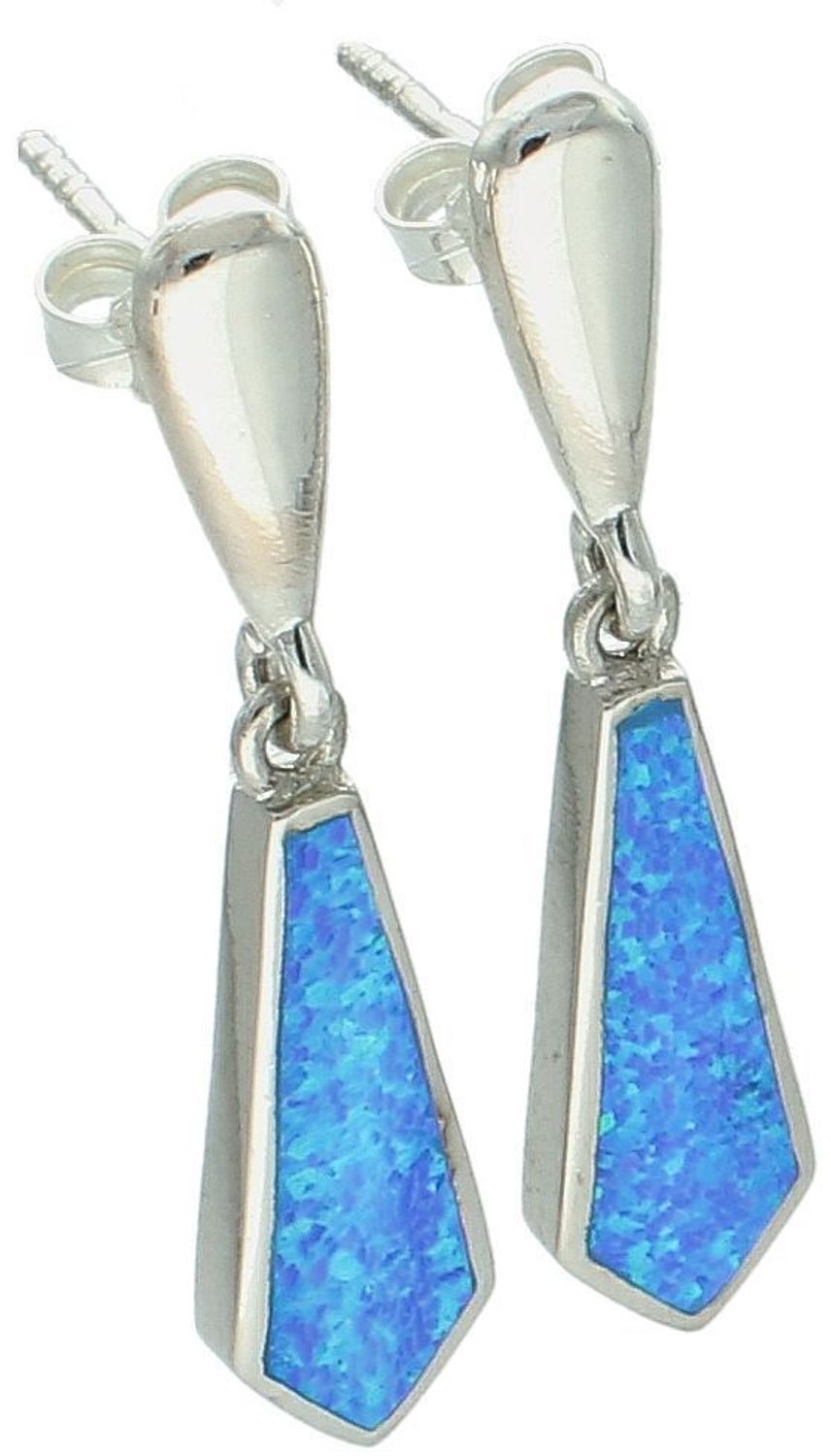 Kolczyki srebrne geometryczne z niebieskim opalem syntetycznym, próba 925. Model DIA-KLC-13157-925 – 5,80 g, długość 3,7 cm, zapięcie sztyft. Stylowa biżuteria dla nowoczesnej kobiety.1.jpg