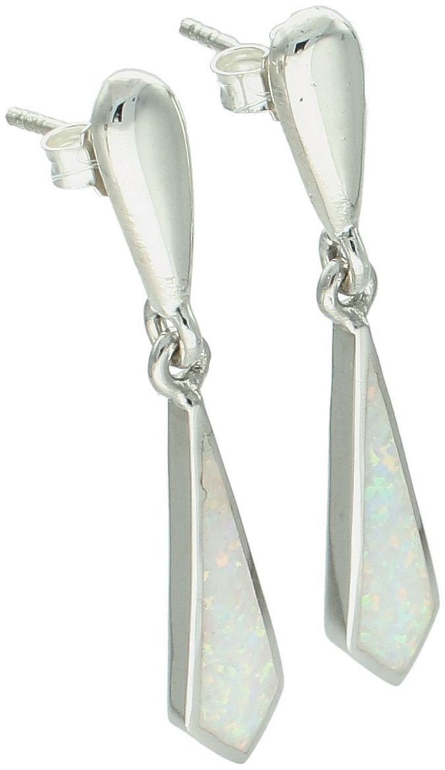 Kolczyki damskie DIA-KLC-13158-925 – srebro próby 925, geometryczne zdobione syntetycznym opalem, długość 4,0 cm, zapięcie na sztyft, waga 5,50 g. 1.jpg