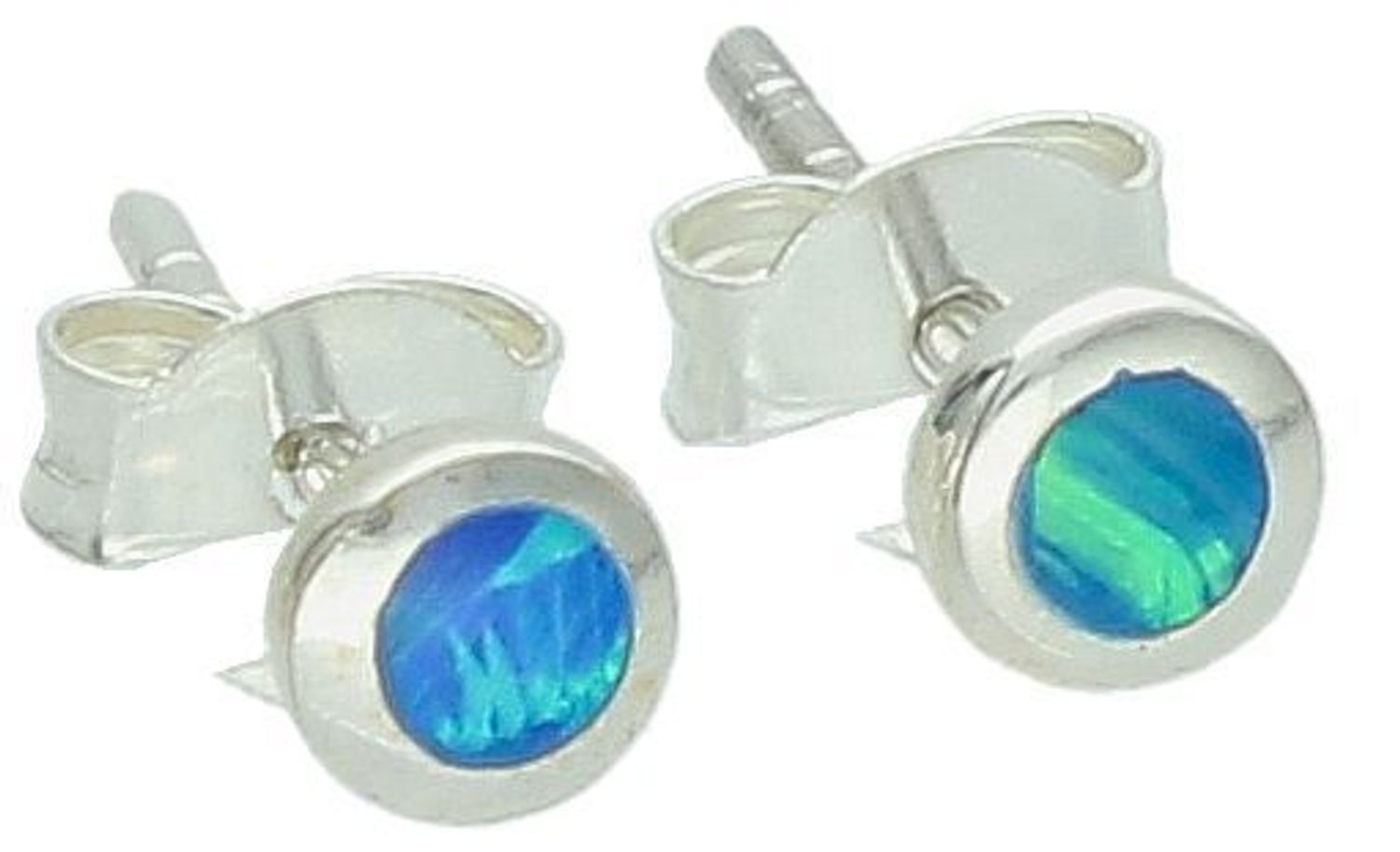 Srebrne kolczyki z niebieskim opalem syntetycznym 4 mm  Próba 925  DIA-KLC-13173-925.jpg