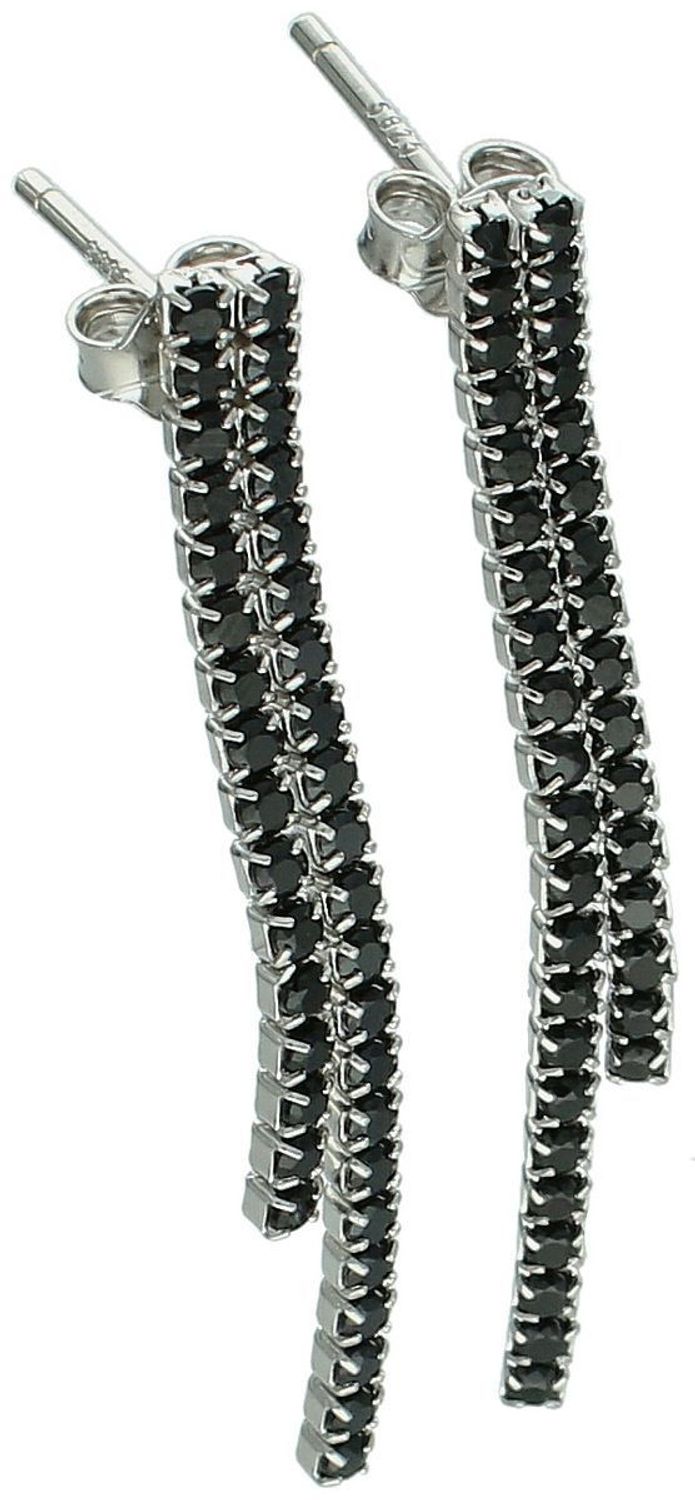 Kolczyki damskie DIA-KLC-13178-925 – srebro próby 925, wiszące z czarnymi cyrkoniami, długość 4,0 cm, zapięcie na sztyft, waga 2,40 g. Styl i elegancja na każdą okazję.1.jpg