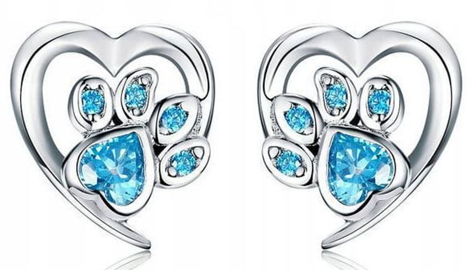 Srebrne kolczyki Ag 925 Serce z łapką.jpg