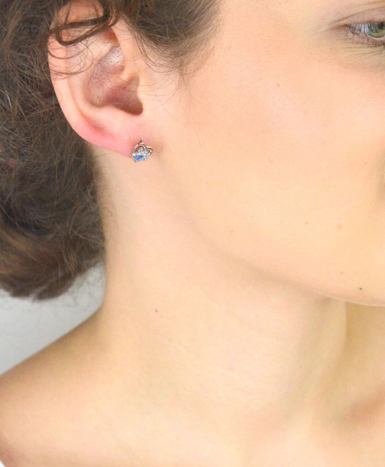 Srebrne kolczyki Ag 925 Serce z łapką.jpg