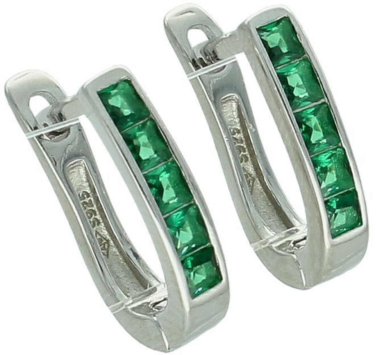 Delikatne kolczyki srebrne 925 z zieloną cyrkonią. Model DIA-KLC-13212-925 – długość 1,3 cm, zapięcie angielskie. Idealne dla kobiet i dziewczynek.1.jpg