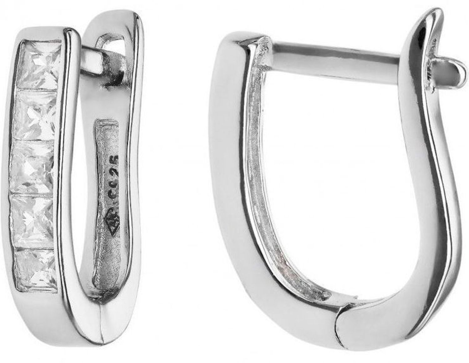 Srebrne kolczyki rodowane z białymi cyrkoniami. Eleganckie, lekkie (2g), długość 15 mm, zapięcie angielskie. Klasyczny dodatek do każdej stylizacji.2.jpg