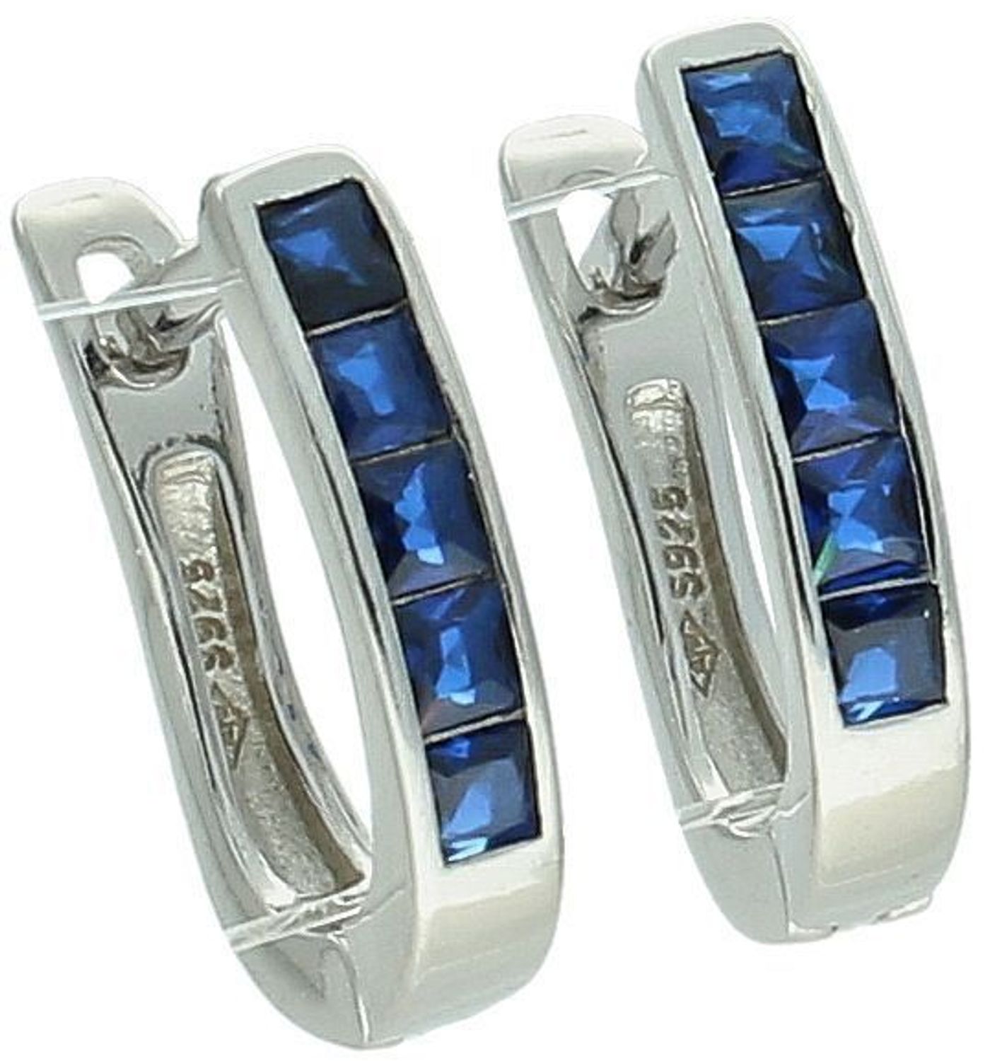 Eleganckie kolczyki damskie ze srebra 925 DIA-KLC-13215-925 z granatowymi cyrkoniami. Zapięcie angielskie, długość 1,2 cm. Idealne na prezent lub do codziennego noszenia.1.jpg