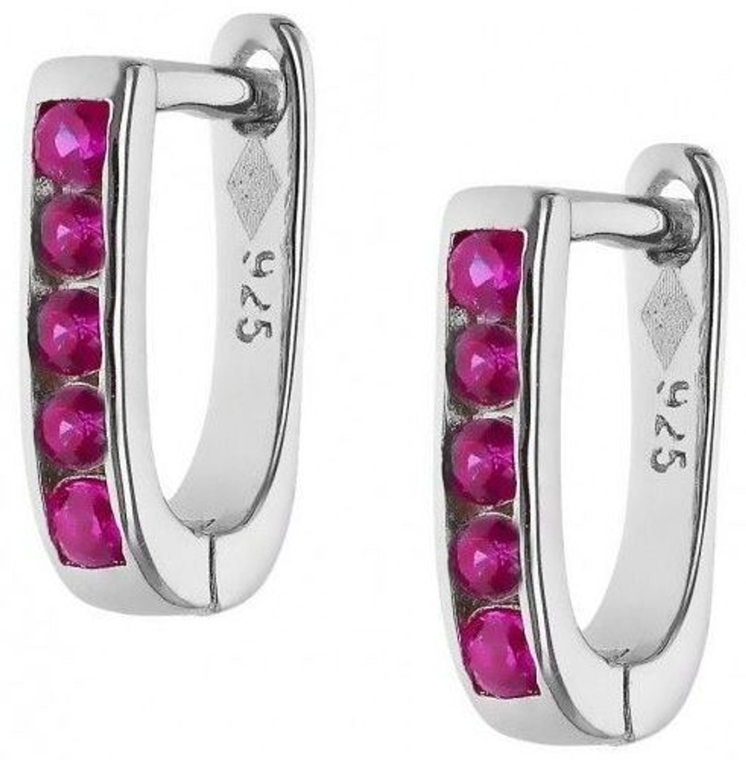 Srebrne kolczyki rodowane 925 z różowymi cyrkoniami. Eleganckie, lekkie (1,0 g), zapięcie angielskie. Długość 11 mm. Idealne na co dzień i na prezent.1.jpg