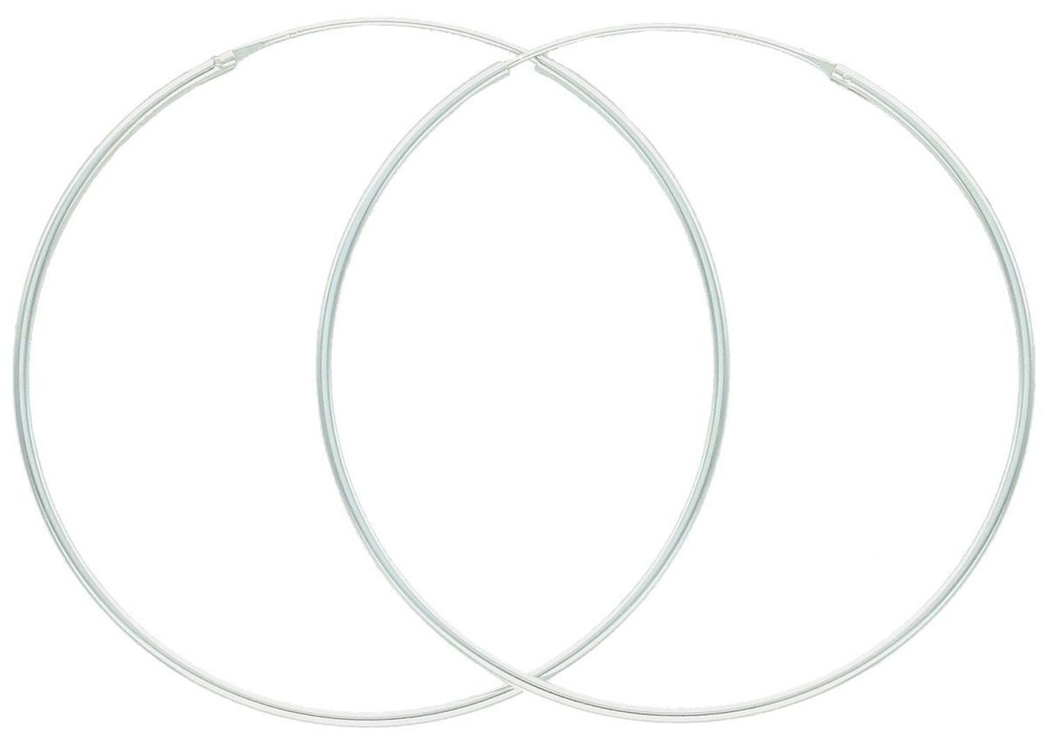 Klasyczne srebrne kolczyki 925 – gładkie koła z zapięciem szarnir. Długość 5 cm, waga 2,00 g. Minimalistyczna elegancja na co dzień i na wieczór.1.jpg