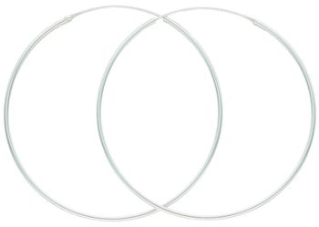 Klasyczne srebrne kolczyki 925 – gładkie koła z zapięciem szarnir. Długość 5 cm, waga 2,00 g. Minimalistyczna elegancja na co dzień i na wieczór.1.jpg