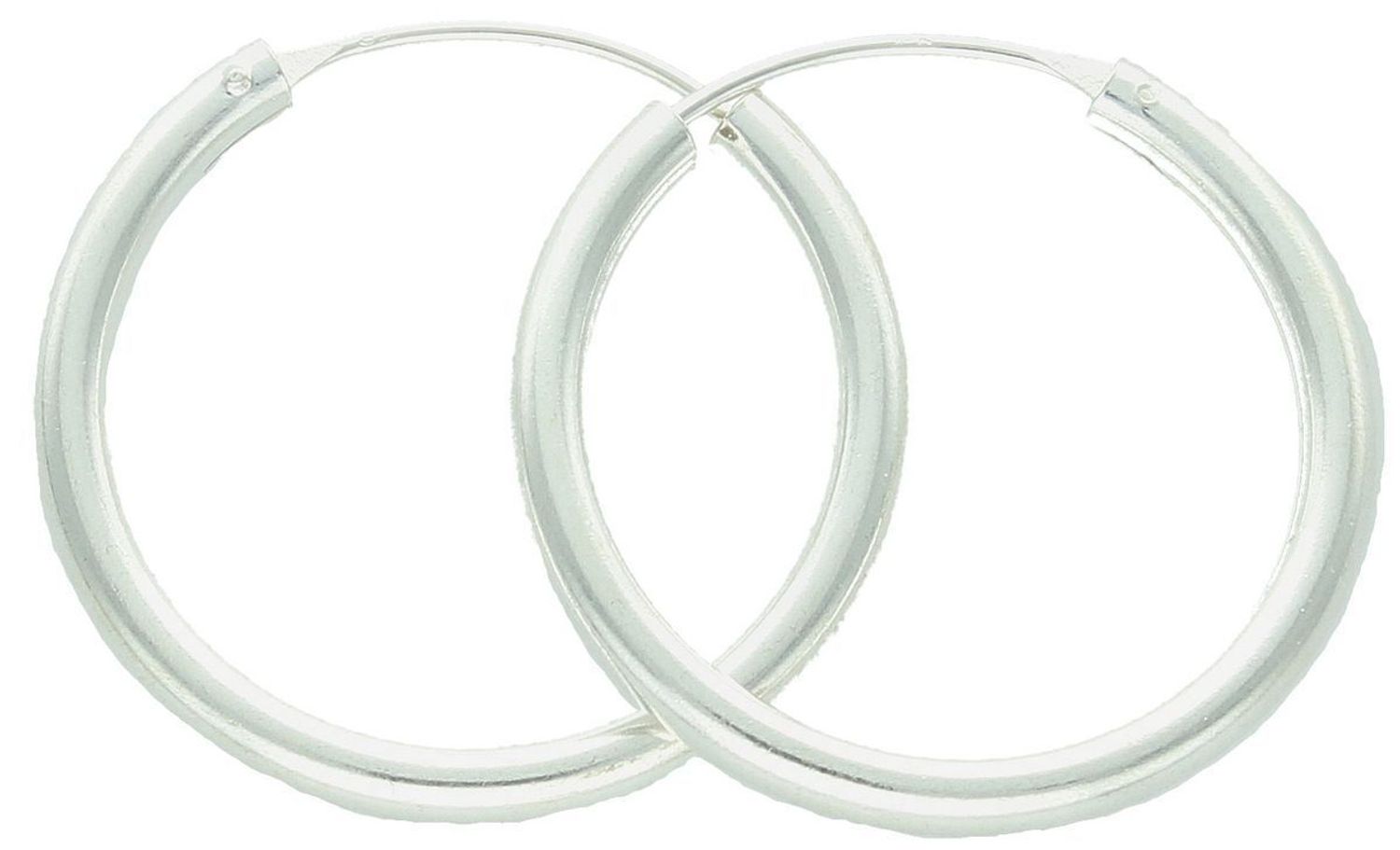 Kolczyki srebrne DIA-KLC-13226-925 – klasyczne gładkie koła o długości 2,8 cm i szerokości 3 mm. Waga 4,30 g. Wykonane ze srebra próby 925. Zapięcie szarnir – trwałe i wygodne. 1.jpg