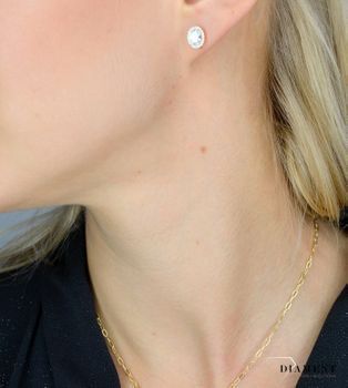Kolczyki srebrne przy uchu 'Owalna cyrkonia'. Kolczyki srebrne cyrkonia. Srebrne kolczyki Damskie  (5).JPG