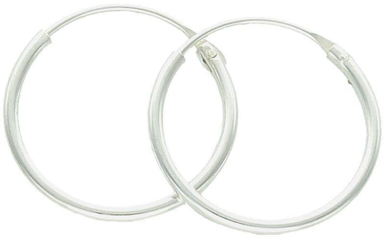 Delikatne kolczyki srebrne 925 w formie gładkich kółek z zapięciem szarnir. Model DIA-KLC-13232-925, długość 1,5 cm, szerokość 1 mm, waga 0,50 g. Minimalizm i komfort na co dzień.1.jpg