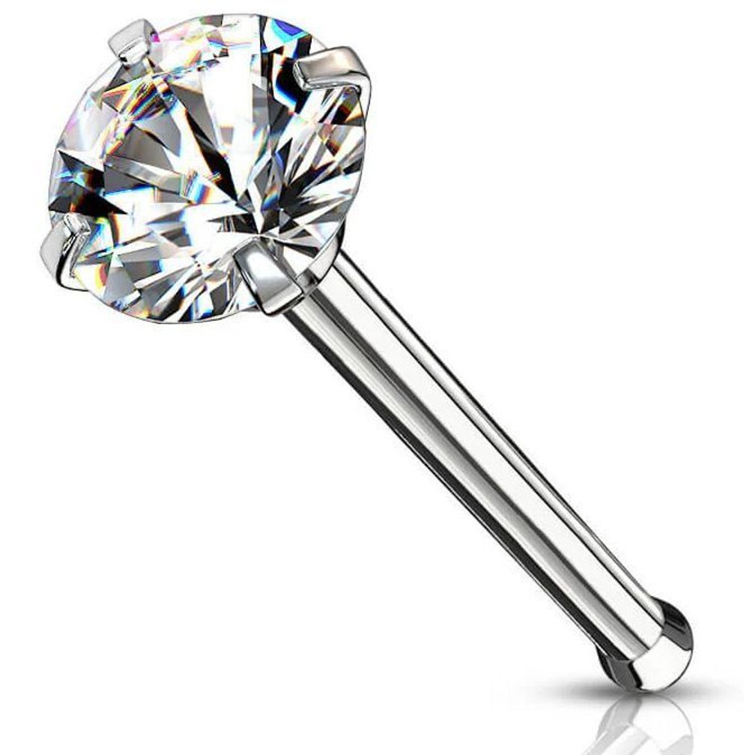 Srebrny kolczyk do nosa 925 z cyrkonią 2 mm  DIA-KLC-13234-925 – klasyczny i elegancki piercing typu Nostril.jpg