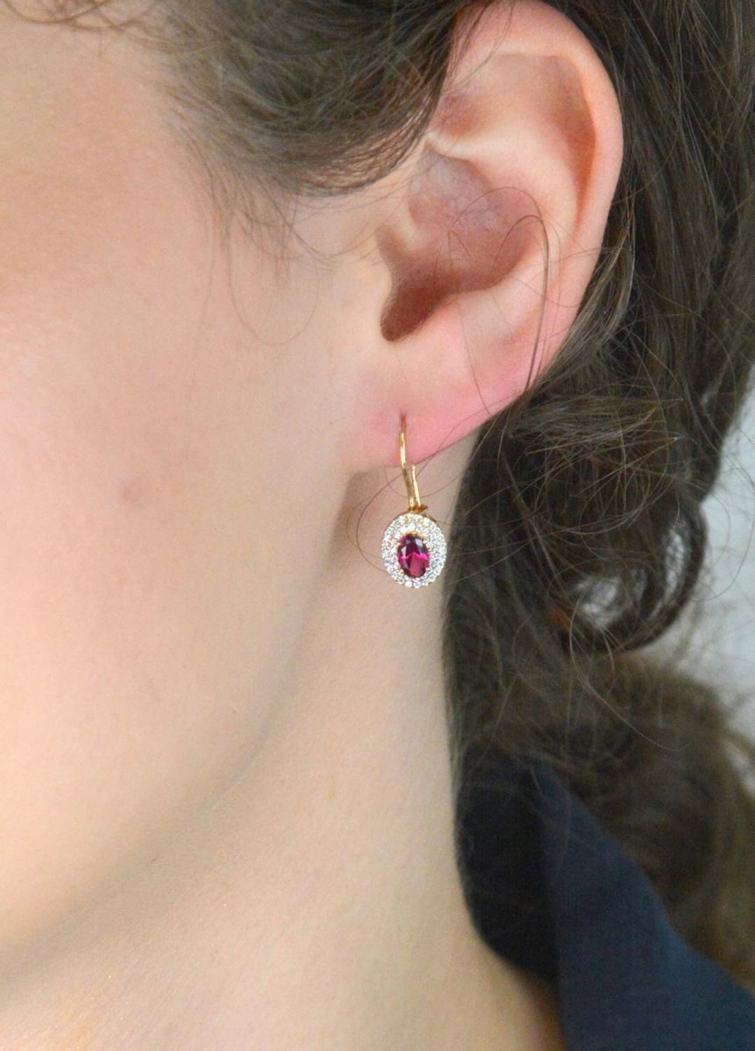 złote kolczyki damskie 585, kolczyki z różową cyrkonią, kolczyki z białymi cyrkoniami, bigiel, kolczyki owalne, elegancka biżuteria złota1.jpg