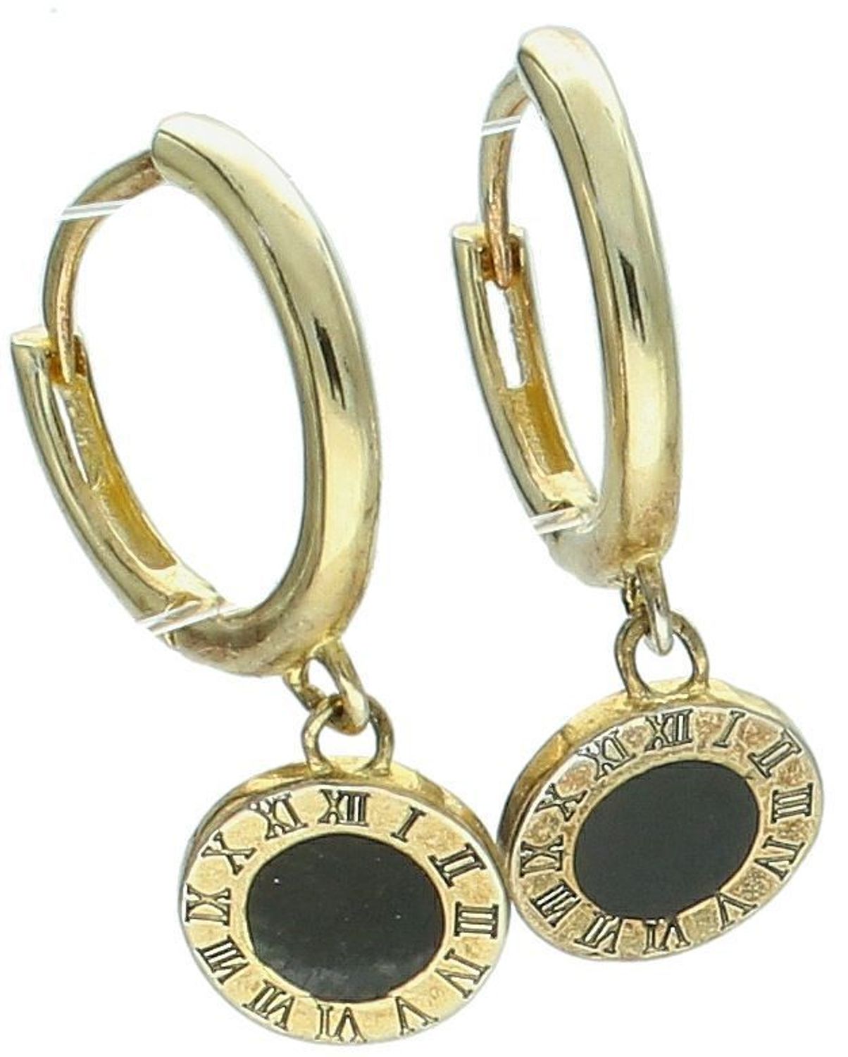 Kolczyki kółeczka ze srebra 925, pozłacane, z czarną emalią. Model DIA-KLC-1327K-925 – delikatne i eleganckie, długość 2 cm. Idealne na co dzień i na prezent.1.jpg