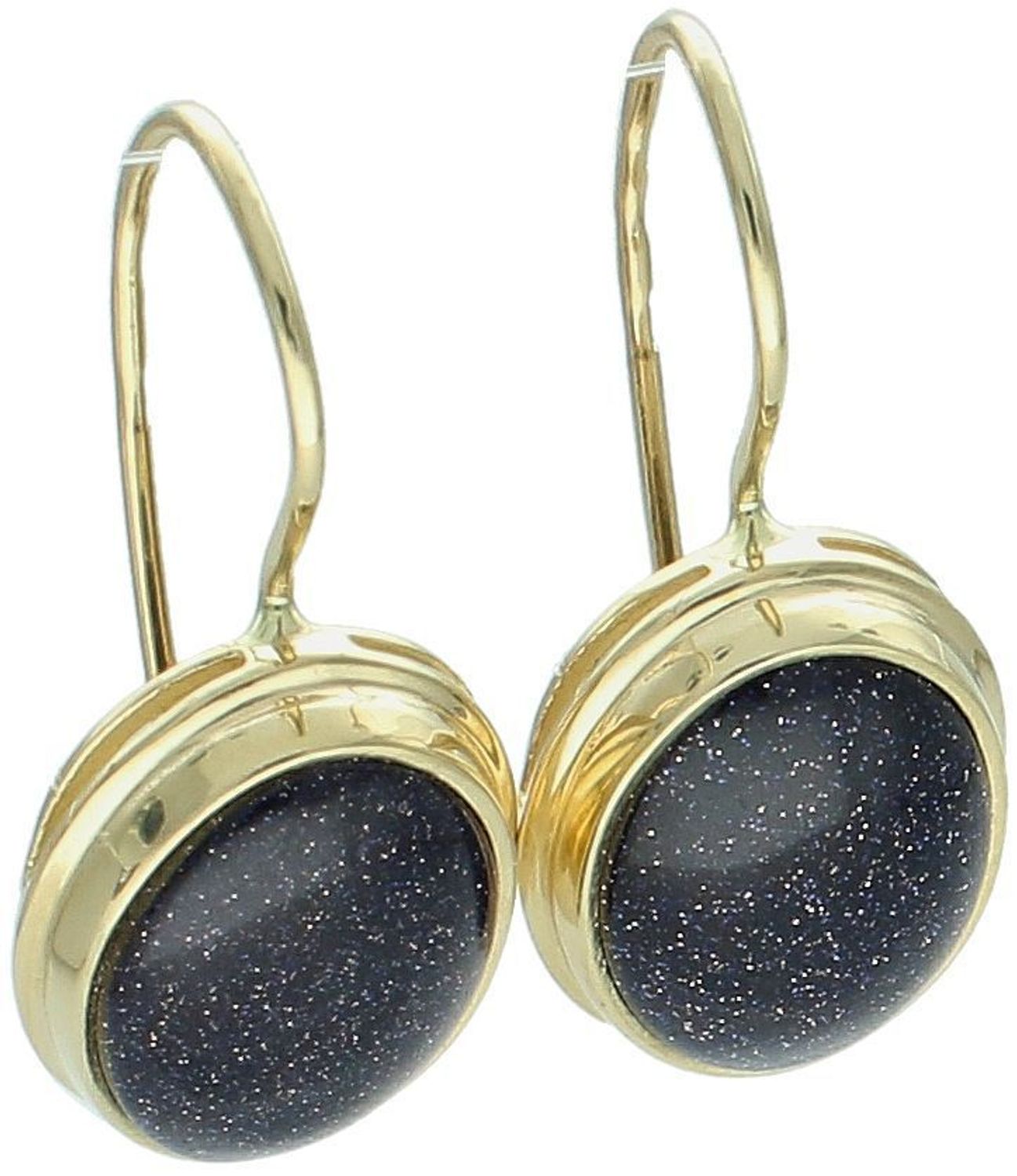 Złote kolczyki damskie próby 585, model owalny „Noc Kairu” DIA-KLC-13283-585 – 5,30g, długość 2,6 cm, zapięcie na bigiel. Elegancka i trwała biżuteria.1.jpg