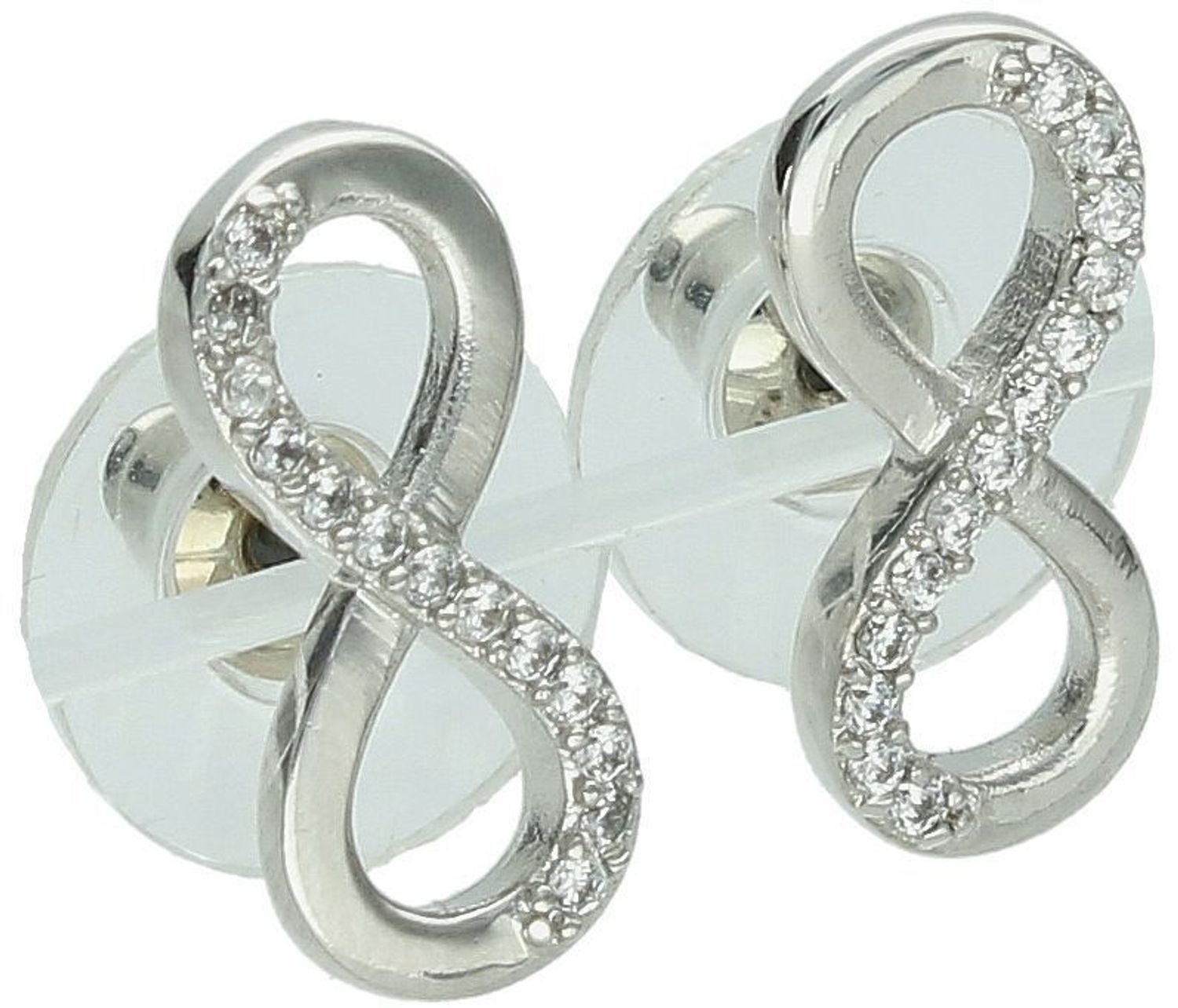 Kolczyki wkrętki nieskończoność z cyrkoniami  Srebrny kolor.jpg