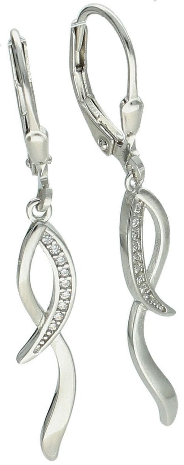 Kolczyki damskie DIA-KLC-13398-925 – srebro próby 925, pleciony wzór, cyrkonie, długość 4,0 cm, szerokość 5 mm, waga 2,10 g. Zapięcie bigiel angielski. Elegancja i blask w jednym.1.jpg