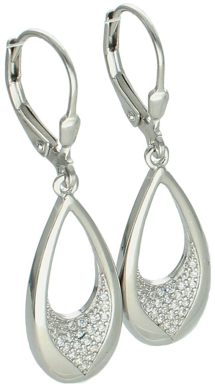 Kolczyki srebrne 925 DIA-KLC-13399-925 – wiszące owalne z cyrkoniami, długość 4 cm, szerokość 1 cm, zapięcie bigiel angielski. Elegancka i wygodna biżuteria dla kobiet.1.jpg