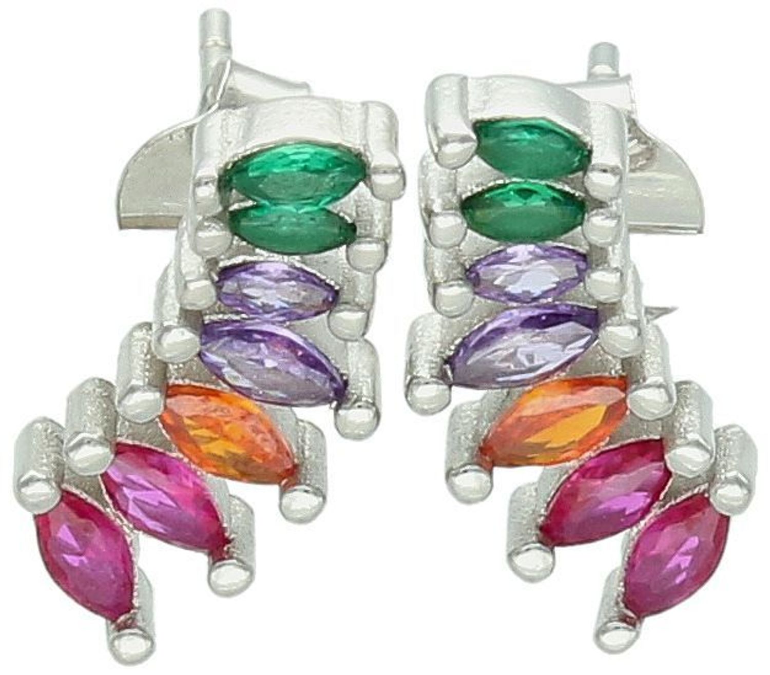 Kolczyki srebrne DIA-KLC-13402-925 z kolorową cyrkonią, próba 925, szerokość 1,5 cm x 5 mm, zapięcie na sztyft, waga 2,20 g. Kolorowy akcent i ponadczasowa elegancja.1.jpg