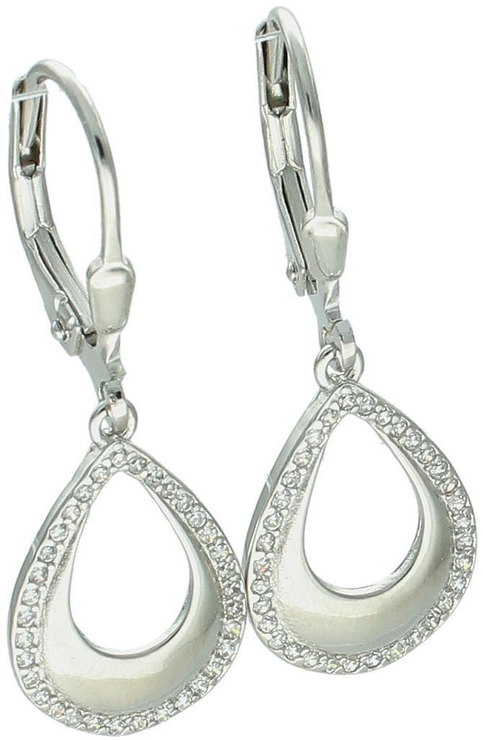 Srebrne kolczyki damskie w kształcie łezek z cyrkoniami. Wygodne zapięcie typu bigiel angielski. Próba 925. Eleganckie i kobiece – idealne na prezent lub specjalną okazję.1.jpg