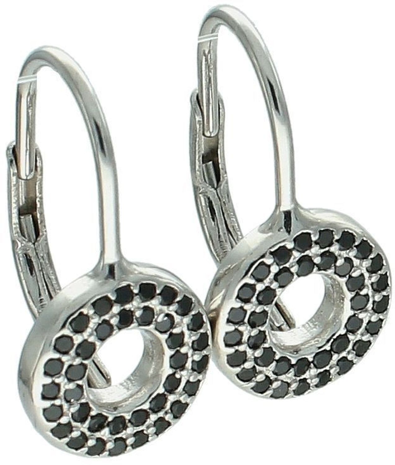 Srebrne Kolczyki Damskie Wiszące Kółka z Czarną Cyrkonią – Srebro 925.jpg