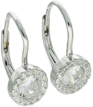 Eleganckie kolczyki damskie srebrne wykonane z srebra próby 925, ozdobione cyrkoniami. Długość 1,6 cm, szerokość 8 mm. Zapięcie bigiel angielski – subtelne i eleganckie.1.jpg