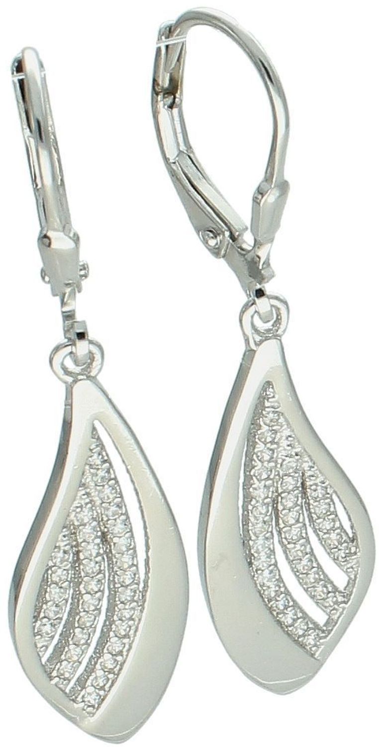 Kolczyki srebrne 925 DIA-KLC-13417-925 – owalne z cyrkoniami, długość 4 cm, szerokość 9 mm, angielskie zapięcie. Elegancka i wygodna biżuteria dla kobiet.1.jpg