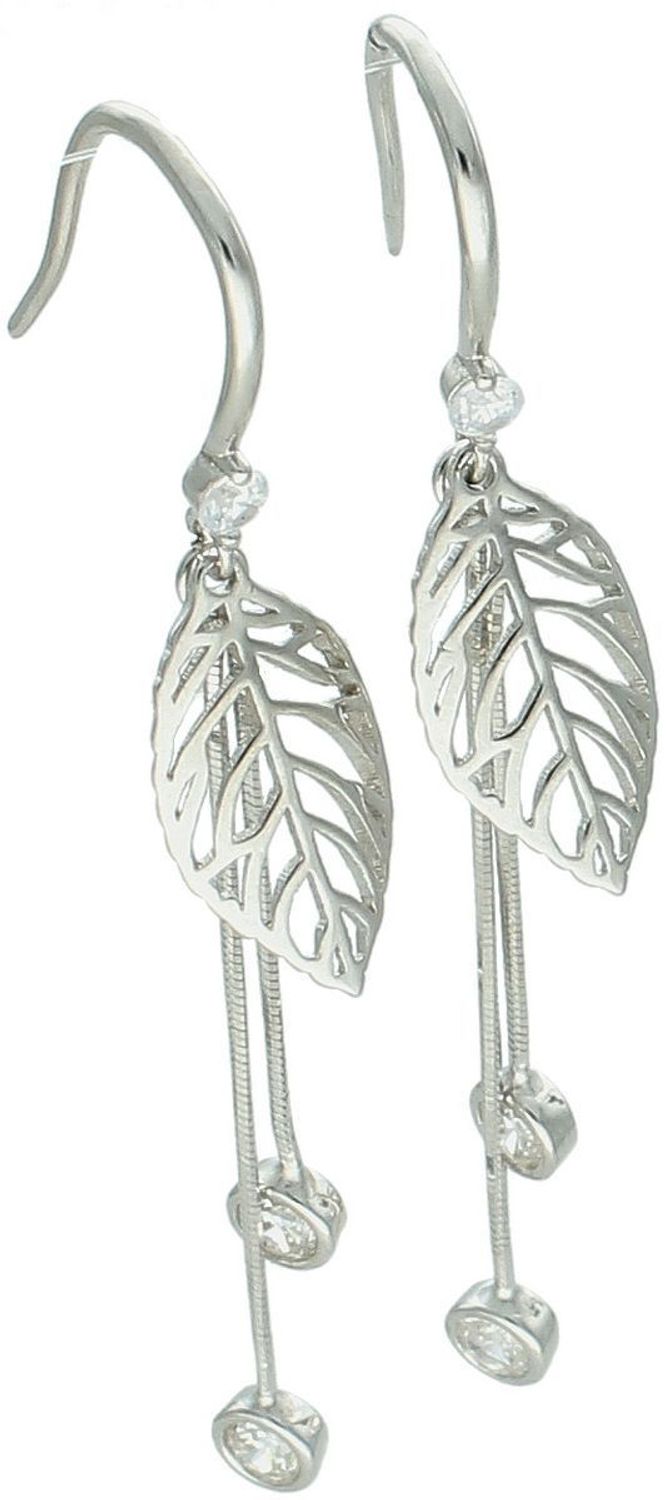 Delikatne kolczyki srebrne 925 z listkami i łańcuszkami. Długość 5 cm, waga 2,50 g. Bigiel otwarty. Styl roślinny i lekkość w eleganckim wydaniu.1.jpg