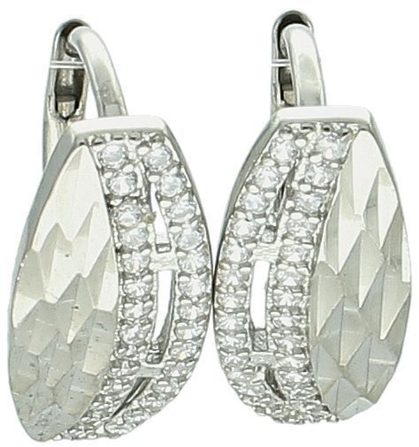 Kolczyki srebrne 925 DIA-KLC-13427-925 – zdobione cyrkoniami i ozdobnym wzorem, długość 1,6 cm, szerokość 8 mm. Elegancka biżuteria damska – idealna na prezent.1.jpg