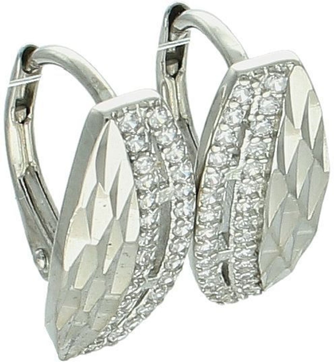 Kolczyki srebrne 925 DIA-KLC-13427-925 – zdobione cyrkoniami i ozdobnym wzorem, długość 1,6 cm, szerokość 8 mm. Elegancka biżuteria damska – idealna na prezent.1.jpg