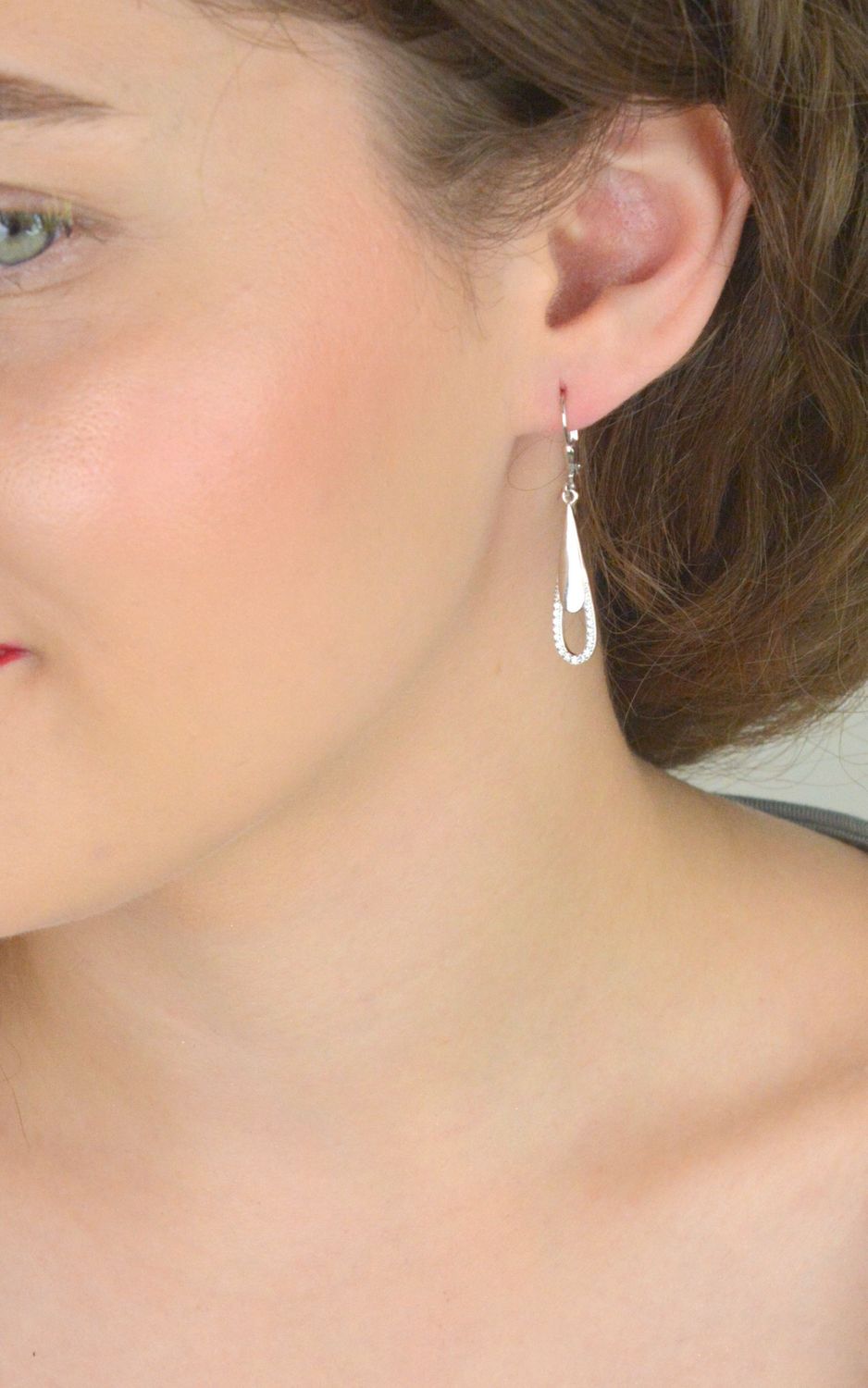 Srebrne Kolczyki Sopelki z Cyrkonią – Gładkie Wiszące, Srebro 925, 4 cm.jpg