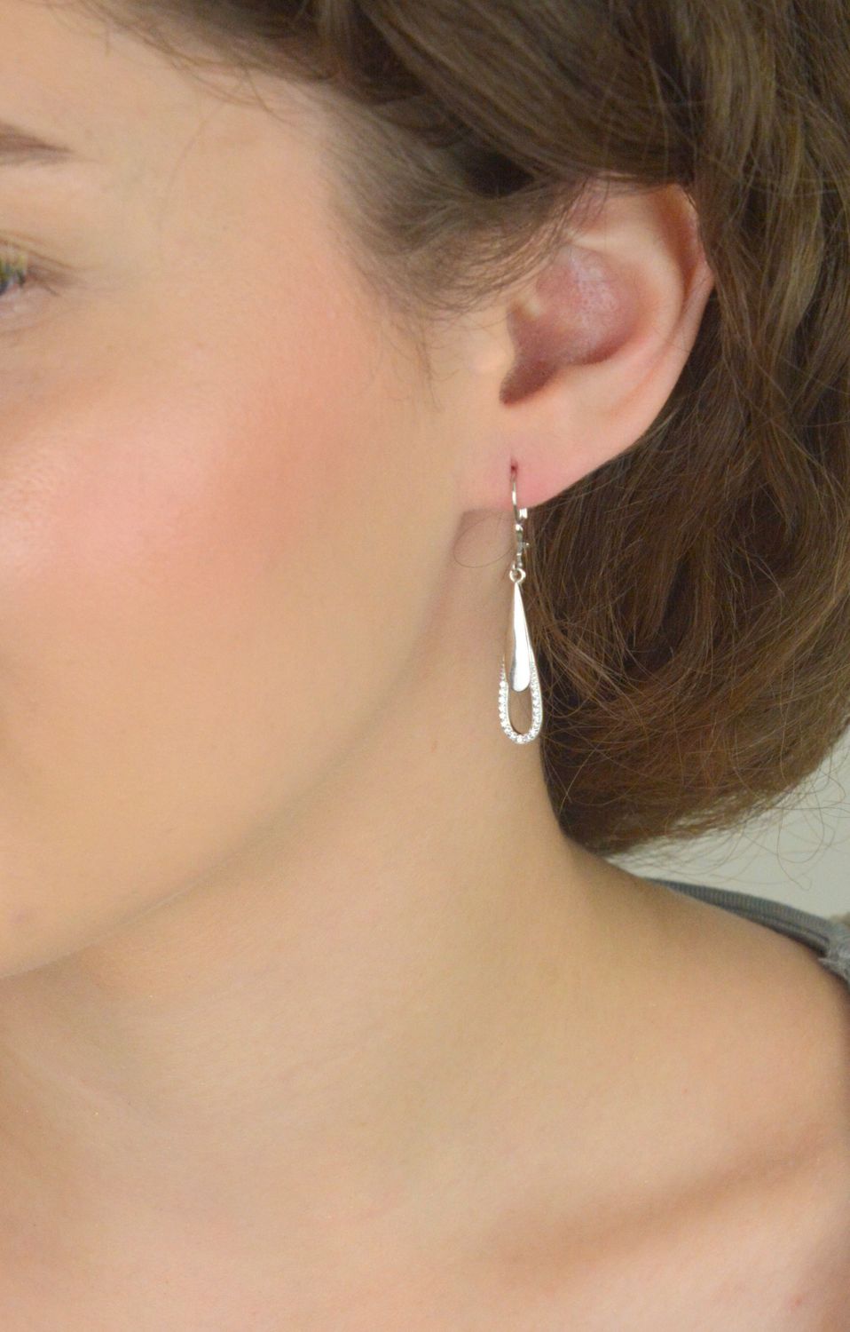 Srebrne Kolczyki Sopelki z Cyrkonią – Gładkie Wiszące, Srebro 925, 4 cm.jpg