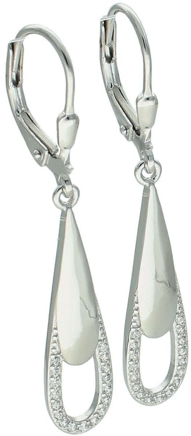 Srebrne Kolczyki Sopelki z Cyrkonią – Gładkie Wiszące, Srebro 925, 4 cm.jpg