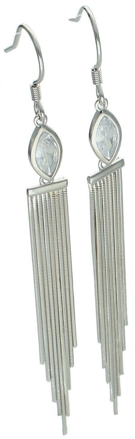 Kolczyki srebrne 925 DIA-KLC-13435-925 – 8 cm długości, zdobione cyrkonią i delikatnymi łańcuszkami. Bigiel otwarty, 4,70 g. Elegancja i ruch w jednym.1.jpg