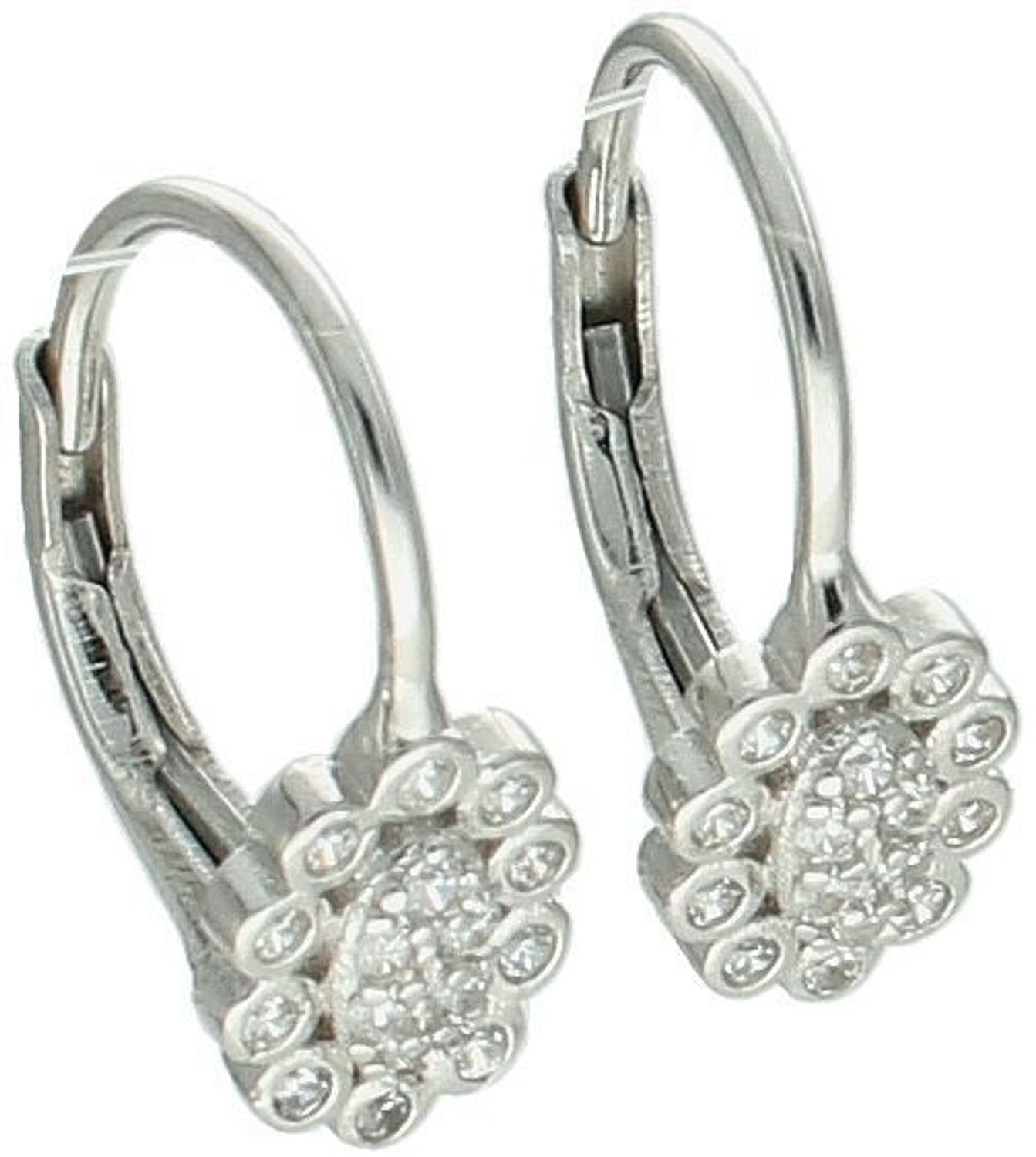 Kolczyki dziecięce srebrne 925 DIA-KLC-13442-925, owalne zdobione białymi cyrkoniami, zapięcie bigiel angielski. Długość 1,5 cm, szerokość 5 mm, waga 1,20 g. Lekkie i bezpieczne.1.jpg