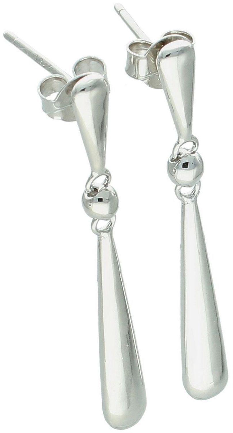 Eleganckie srebrne kolczyki wiszące DIA-KLC-13444-925 w kształcie gładkich łezek. Srebro próby 925, długość 3,5 cm, waga 3,40 g, zapięcie na sztyft. Minimalizm i styl w jednym.1.jpg
