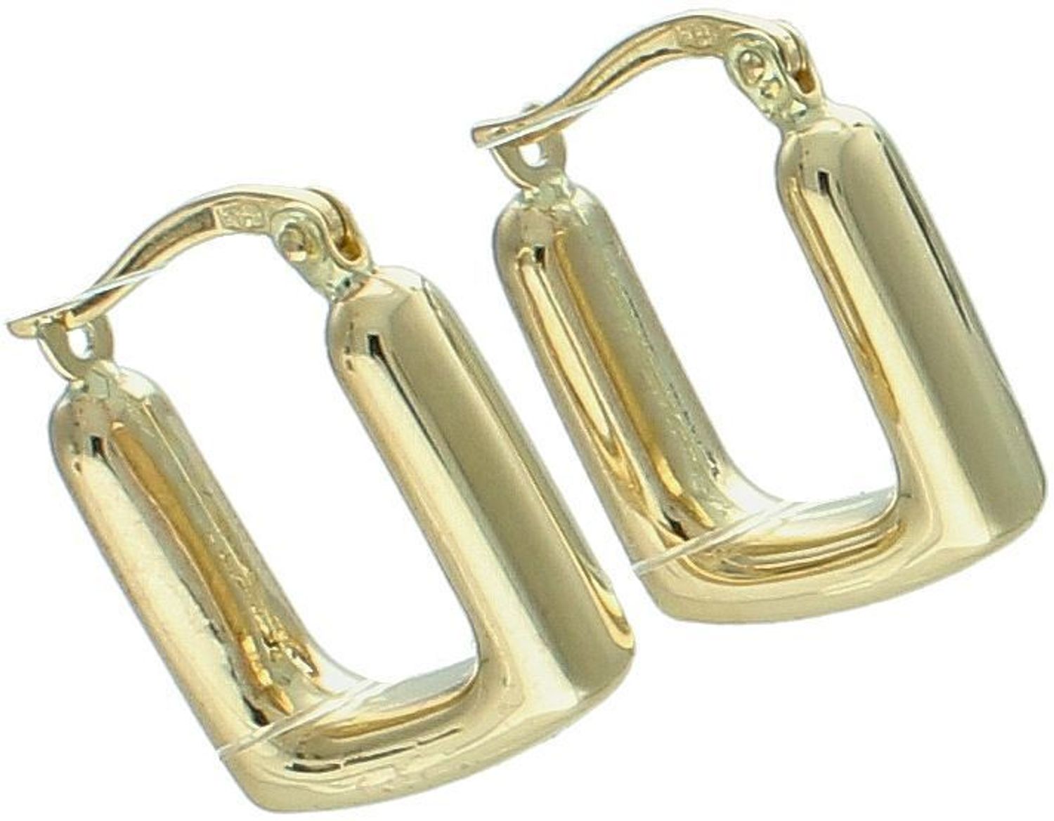 Nowoczesne kolczyki damskie ze złota próby 585 w geometrycznym, kwadratowym kształcie. Długość 2 cm, zapięcie typu kreol. Elegancja i styl w minimalistycznej formie.1.jpg