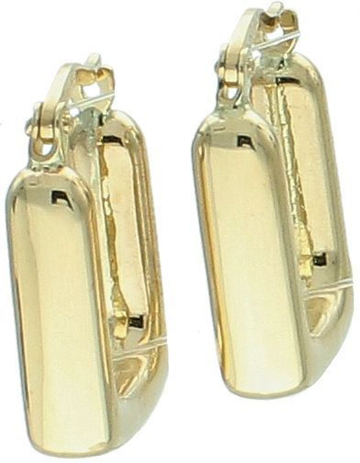 Nowoczesne kolczyki damskie ze złota próby 585 w geometrycznym, kwadratowym kształcie. Długość 2 cm, zapięcie typu kreol. Elegancja i styl w minimalistycznej formie.1.jpg