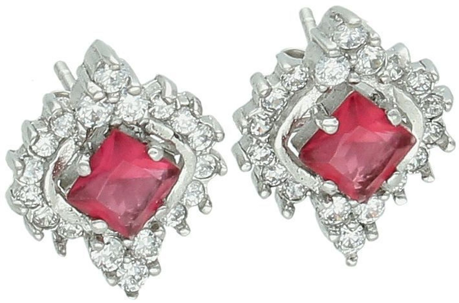 kolczyki srebrne 925, kolczyki z czerwoną cyrkonią, kolczyki z białymi cyrkoniami, kolczyki na sztyft, DIA-KLC-13637-925, elegancka biżuteria damska, biżuteria srebrna1.jpg