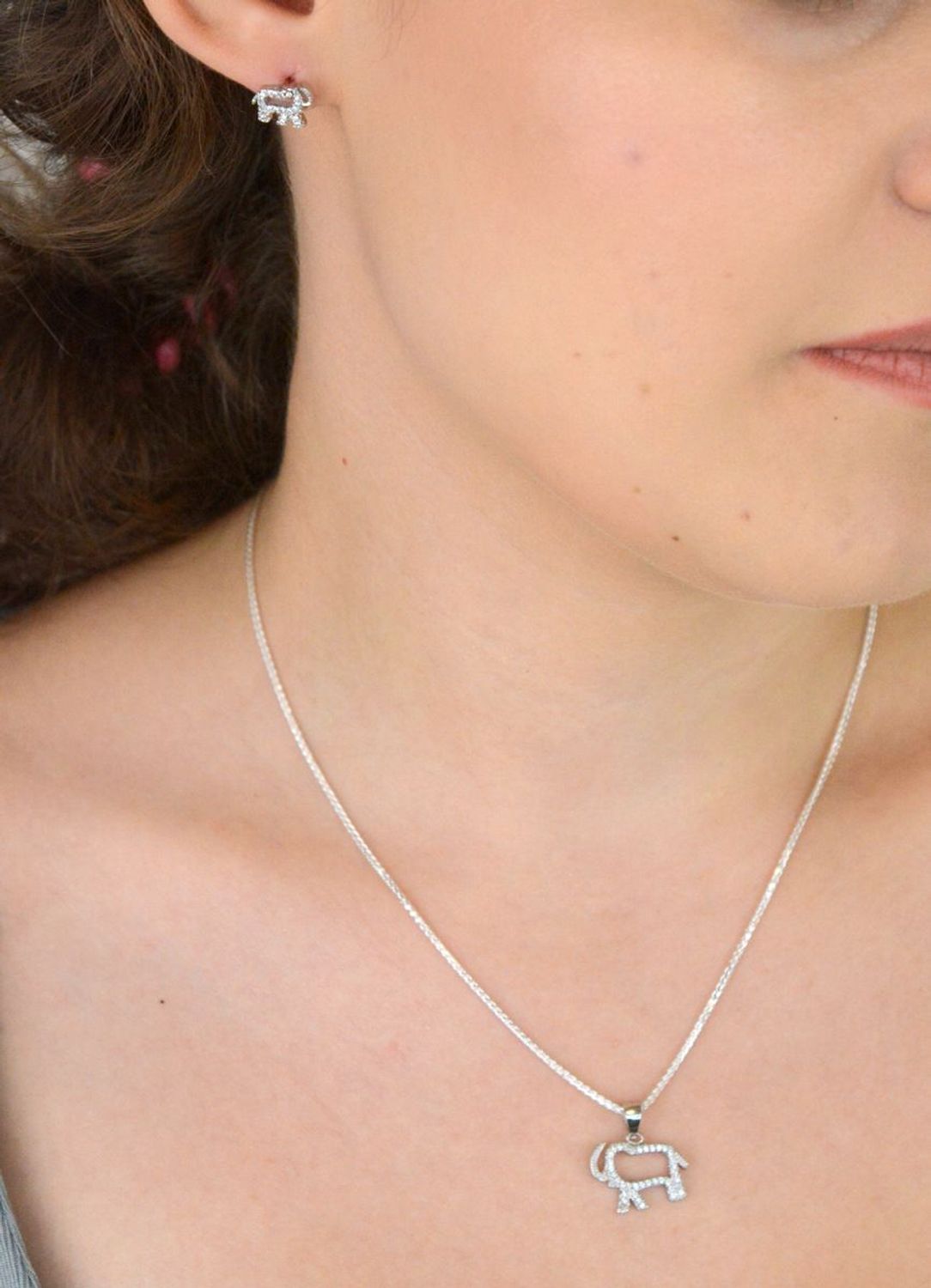 kolczyki dziecięce srebrne, kolczyki słoniki, biżuteria dla dziewczynki, kolczyki 925 dla dziecka, kolczyki ze sztyftem, kolczyki z cyrkoniami, DIA-KLC-13643-925, srebrna biżuteria dziecięca1.jpg