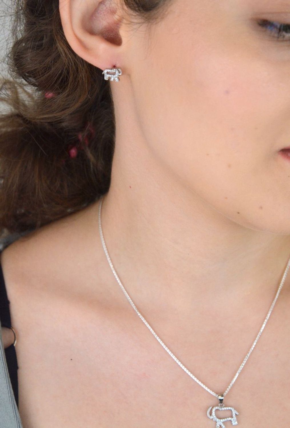 kolczyki dziecięce srebrne, kolczyki słoniki, biżuteria dla dziewczynki, kolczyki 925 dla dziecka, kolczyki ze sztyftem, kolczyki z cyrkoniami, DIA-KLC-13643-925, srebrna biżuteria dziecięca1.jpg