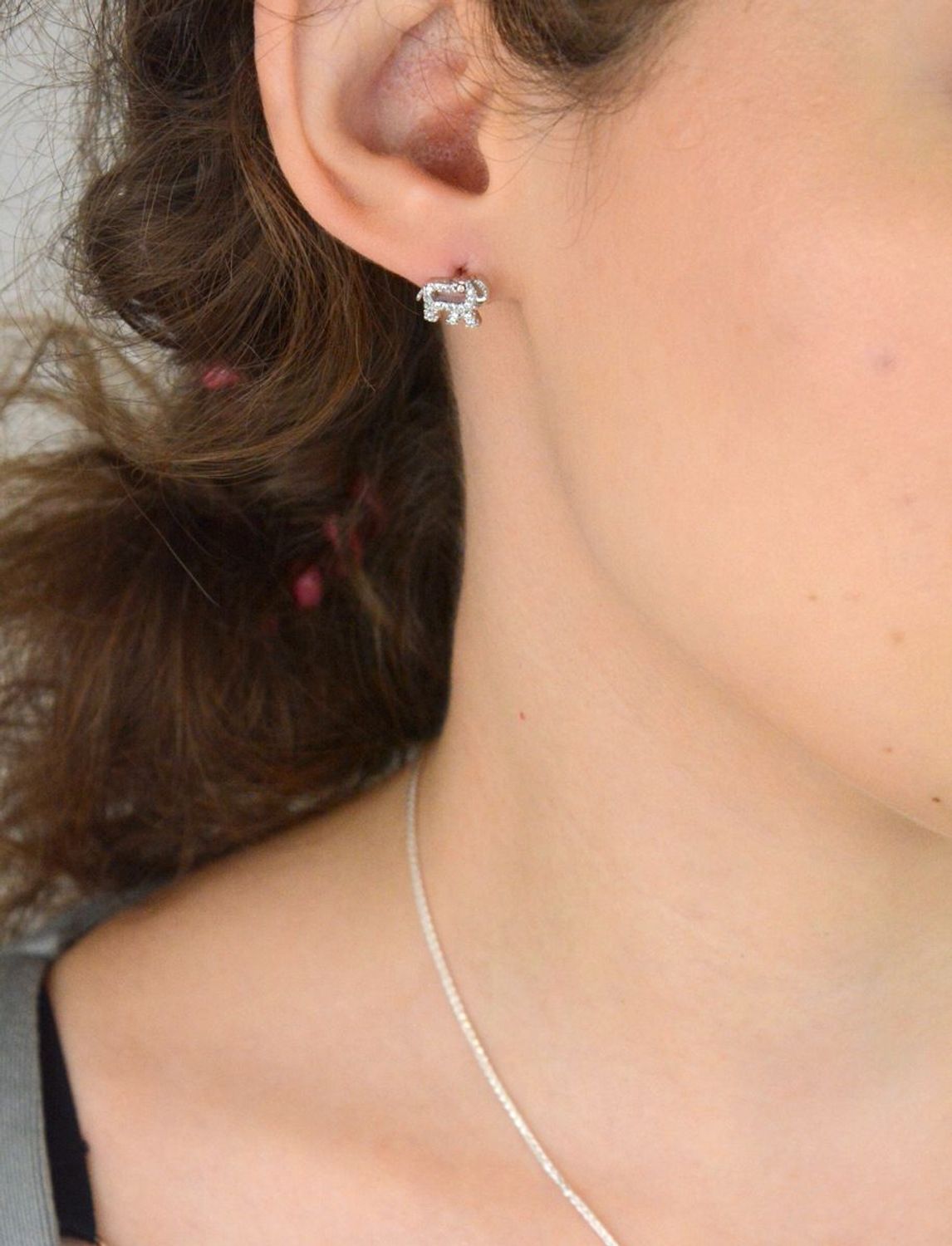 kolczyki dziecięce srebrne, kolczyki słoniki, biżuteria dla dziewczynki, kolczyki 925 dla dziecka, kolczyki ze sztyftem, kolczyki z cyrkoniami, DIA-KLC-13643-925, srebrna biżuteria dziecięca1.jpg