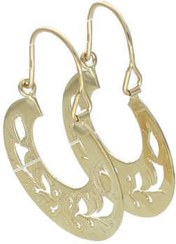 Eleganckie kolczyki damskie złote próby 585, model DIA-KLC-13682-585. Koła wzór Warmet, zdobione ażurem, długość 3,7 cm, szerokość 2,5 cm, waga 4,73 g. Idealne na prezent i do codziennych 2.jpg