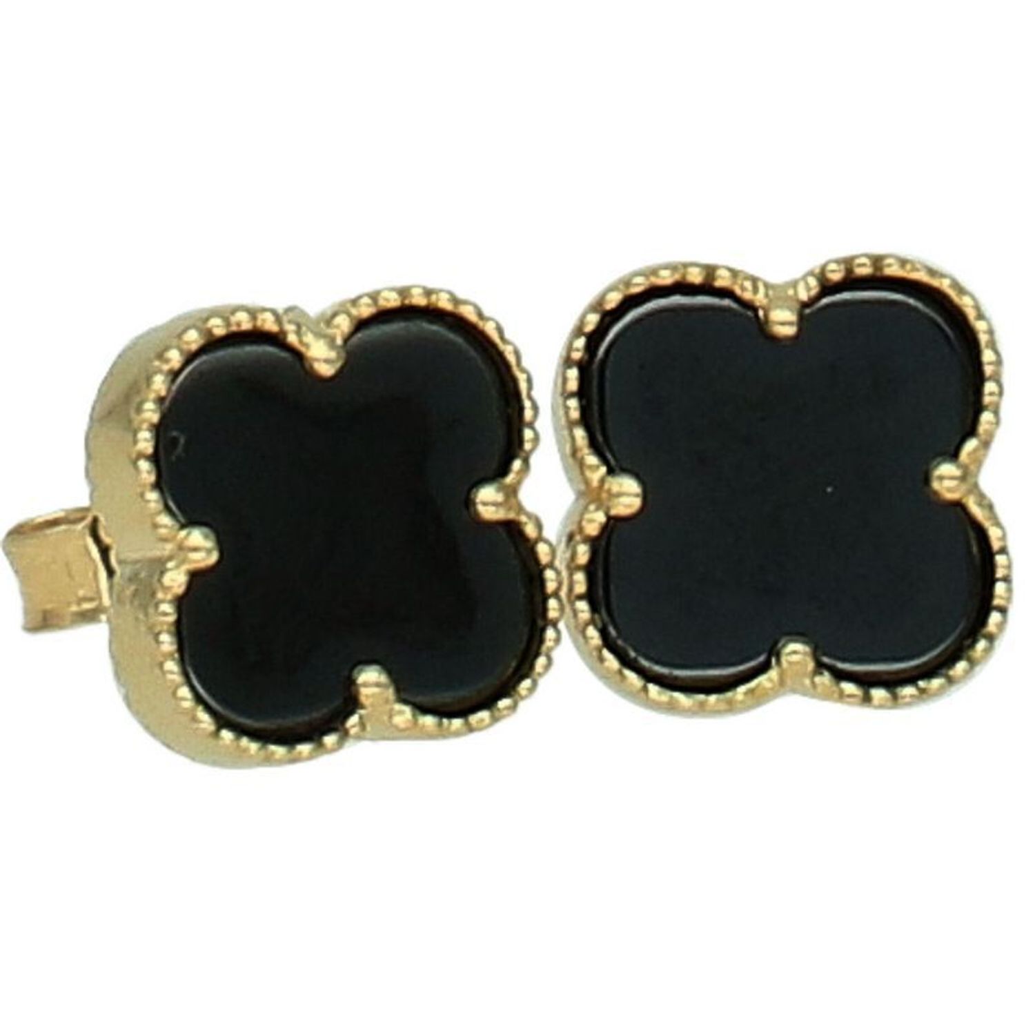 Kolczyki złote DIA-KLC-13729-585 – koniczynki z czarnym kamieniem.jpg