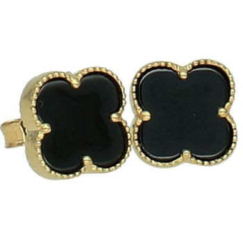 Kolczyki złote DIA-KLC-13729-585 – koniczynki z czarnym kamieniem.jpg