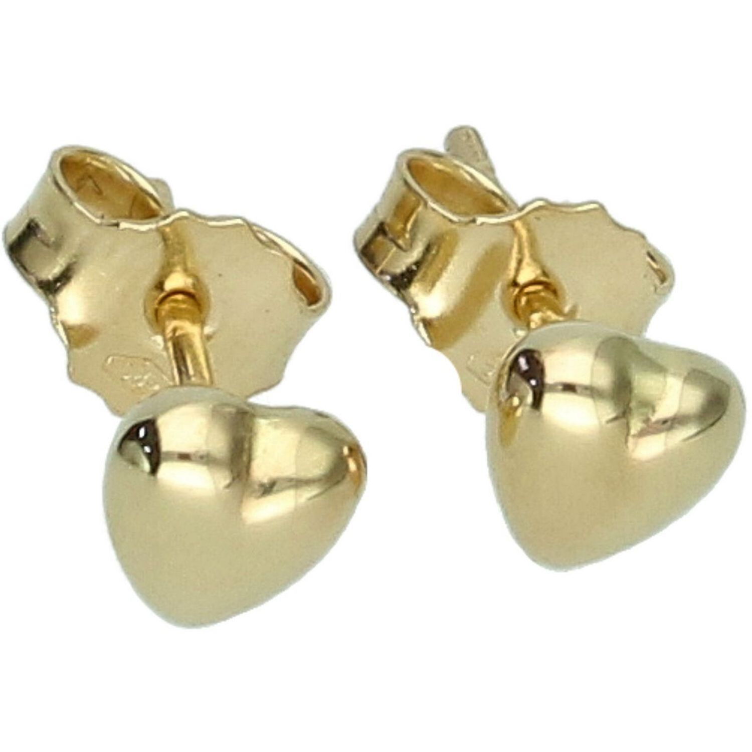 Kolczyki damskie złote DIA-KLC-13731-585 – serduszka wypukłe gładkie. Wielkość 5 mm, waga 1,11 g, zapięcie na sztyft. Subtelna i elegancka biżuteria, idealna na prezent.1.jpg