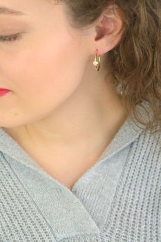 Eleganckie złote kolczyki koła z cyrkonią 5 mm, próba 585, długość 2,3 cm. Minimalistyczny i subtelny dodatek idealny na prezent (5).JPG