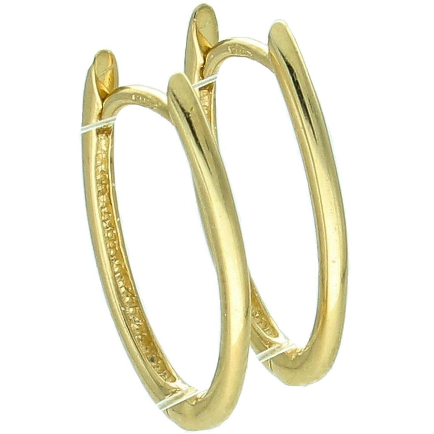 Kolczyki złote DIA-KLC-13740-585 – owalne gładkie, długość 1,6 cm, szerokość 1 mm, waga 1,14 g. Eleganckie i wygodne, ze zapięciem na zatrzask. Idealne na co dzień i na prezent.1.jpg