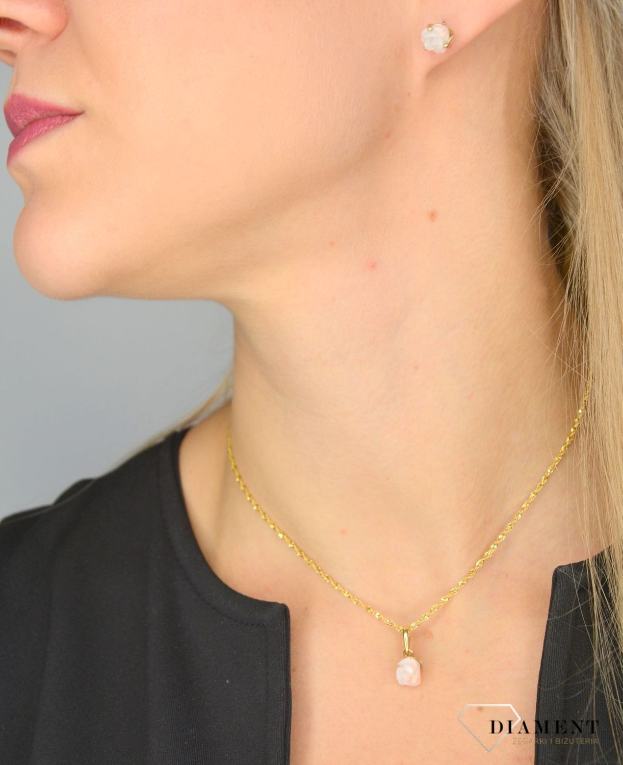 Złote kolczyki 585 'Koralowe różyczki kwiatki' DIA-KLC-1375-585.jpg